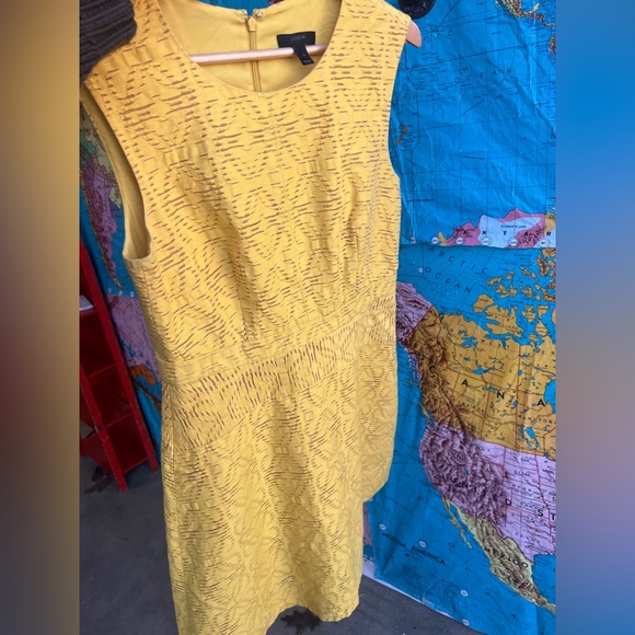 J. Crew Textured Mustard Yellow Sleeveless Fit-and-Flare Dress - Picture 3 of 9